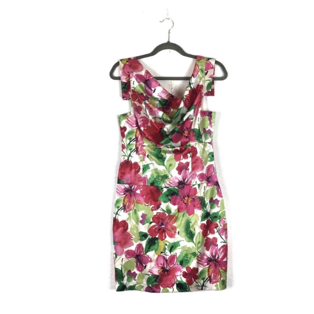 Black Halo Jackie O Floral Multi Print Silk Mini Dress Size 10